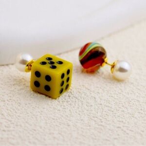 Tory Burch Mismatched Dice&Pearl Earrings